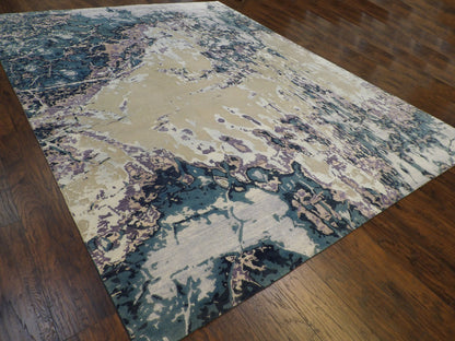 Modern Abstract Ocean Design 9'0"x12'0" Hand-knotted Rug -W772