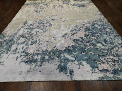 Modern Abstract Ocean Design 9'0"x12'0" Hand-knotted Rug -W772