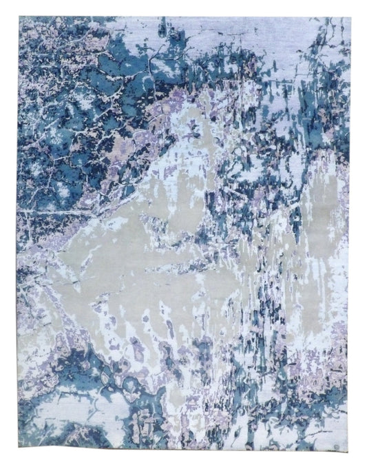 Modern Abstract Ocean Design 9'0"x12'0" Hand-knotted Rug -W772