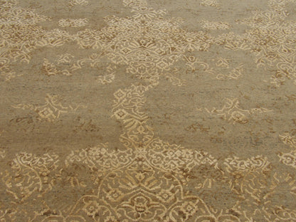 Transitional Broken Design Hand Carved 9'0"x12'0" Hand-knotted Rug -W773