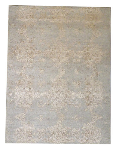 Transitional Broken Design Hand Carved 9'0"x12'0" Hand-knotted Rug -W773