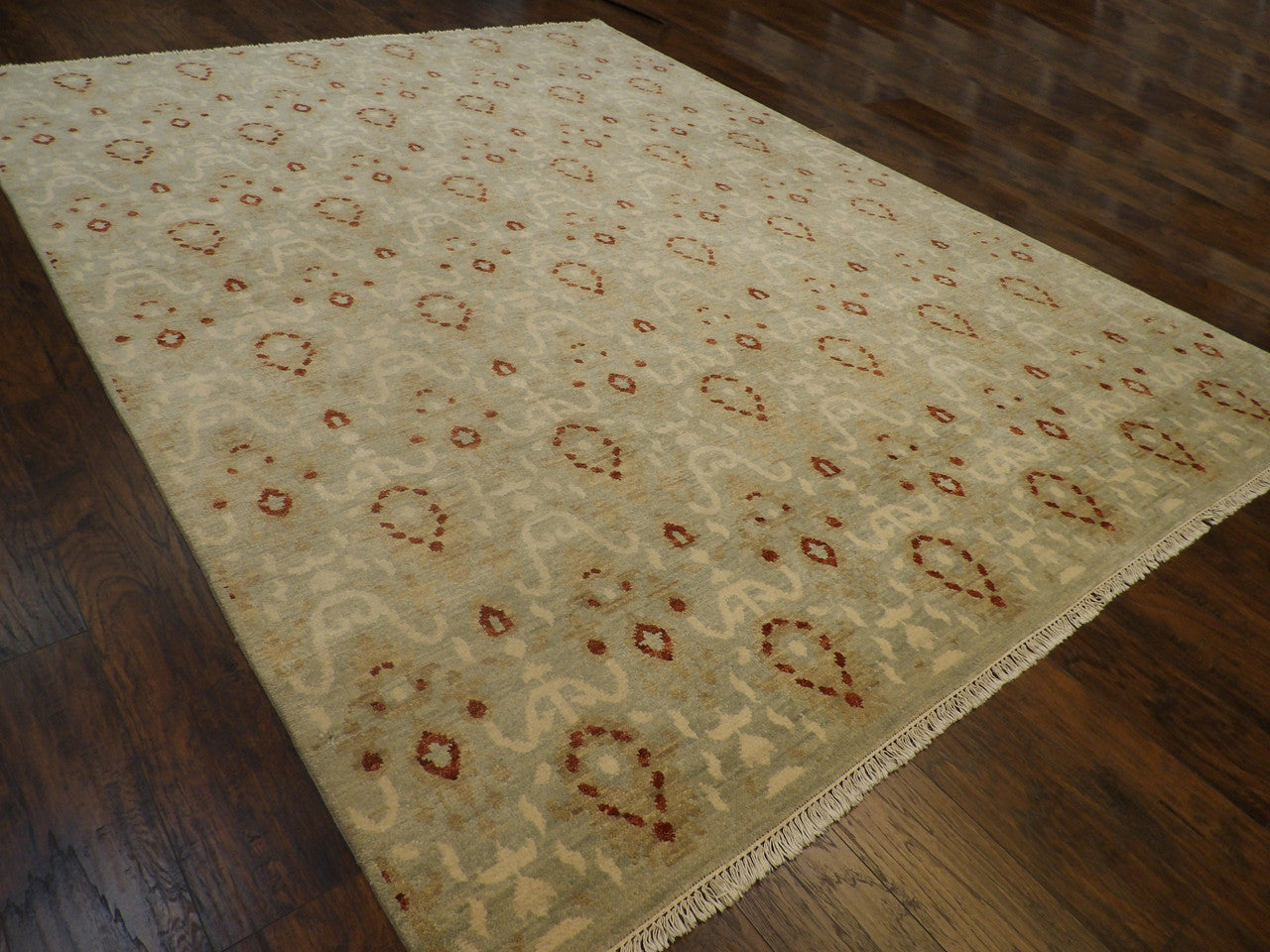 Blue 9'0" x 12'0" Transitional Oushak Ikat Design Hand knotted Wool Rug - Sku: W774