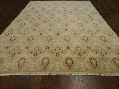 Transitional Oushak Ikat Design 9'0"x12'0" Hand-knotted Rug -W774