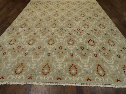 Transitional Oushak Ikat Design 9'0"x12'0" Hand-knotted Rug -W774