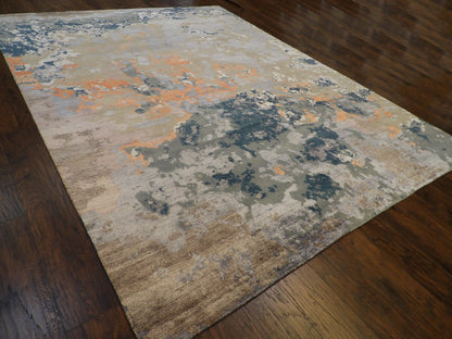 Modern Abstract Ocean Design 9'0"x12'0" Hand-knotted Rug -W776