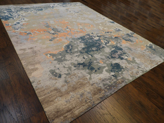 Modern Abstract Ocean Design 9'0"x12'0" Hand-knotted Rug -W776