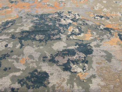 Modern Abstract Ocean Design 9'0"x12'0" Hand-knotted Rug -W776
