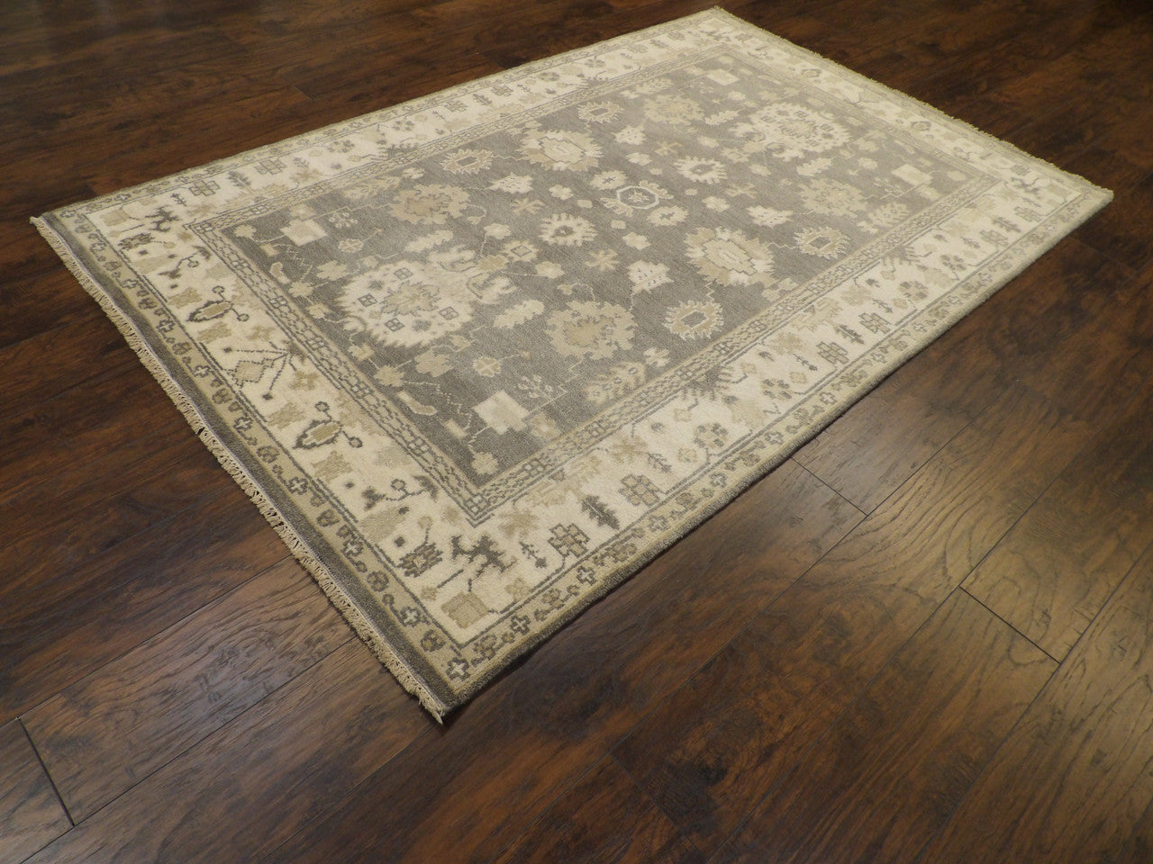 Gray 5'0" x 8'0" Turk Oushak Natural dye Hand knotted Wool Rug - Sku: W789