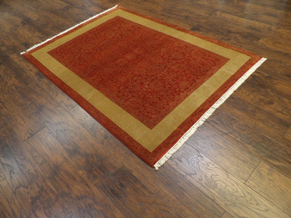 Transitional Carved French Design 5'0"x8'0" Hand-knotted Rug -W791