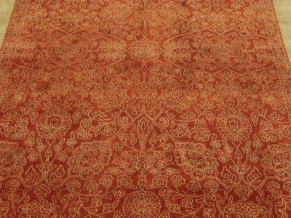 Transitional Carved French Design 5'0"x8'0" Hand-knotted Rug -W791