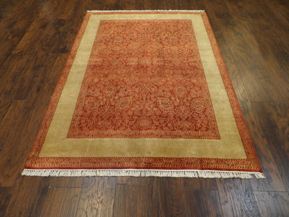 Transitional Carved French Design 5'0"x8'0" Hand-knotted Rug -W791
