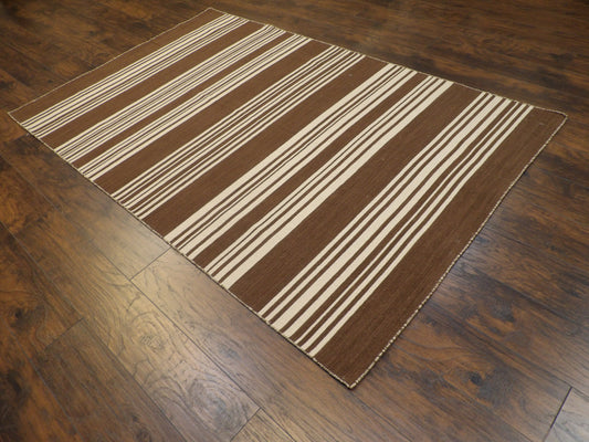 Coastal Flat-Weave Indoor/Outdoor Beach 5'0"x8'0" Hand-knotted Rug -W807