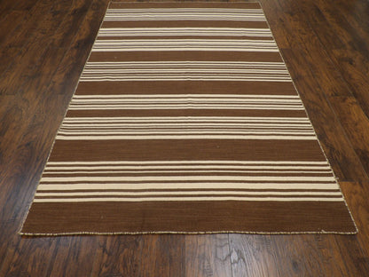 Coastal Flat-Weave Indoor/Outdoor Beach 5'0"x8'0" Hand-knotted Rug -W807