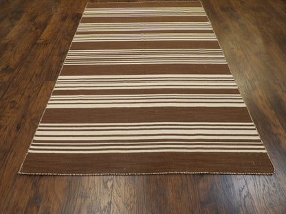 Coastal Flat-Weave Indoor/Outdoor Beach 5'0"x8'0" Hand-knotted Rug -W807