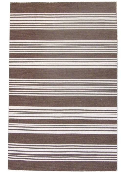Coastal Flat-Weave Indoor/Outdoor Beach 5'0"x8'0" Hand-knotted Rug -W807