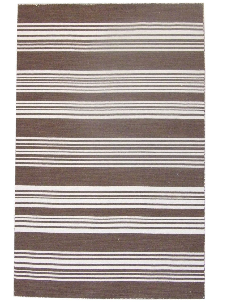 Brown 5'0" x 8'0" Coastal Flat Weave Indoor/Outdoor Beach Hand knotted Wool Rug - Sku: W807