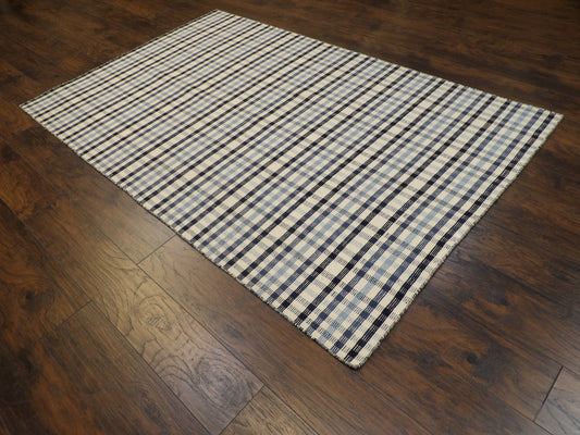 Coastal Flat-Weave Indoor/Outdoor Beach 5'0"x8'0" Hand-knotted Rug -W808