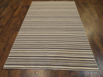 Coastal Flat-Weave Indoor/Outdoor Beach 5'0"x8'0" Hand-knotted Rug -W809