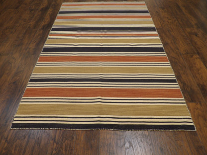Coastal Flat-Weave Indoor/Outdoor Beach 5'0"x8'0" Hand-knotted Rug -W811