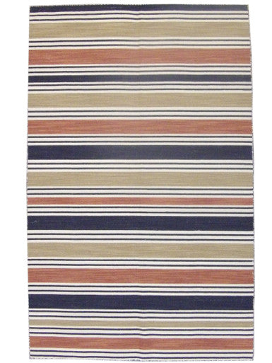 Coastal Flat-Weave Indoor/Outdoor Beach 5'0"x8'0" Hand-knotted Rug -W811