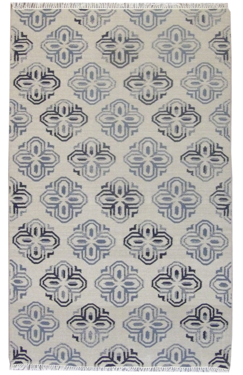 Coastal Flat-Weave Indoor/Outdoor Beach 5'0"x8'0" Hand-knotted Rug -W812 W812 physical All Rugs New