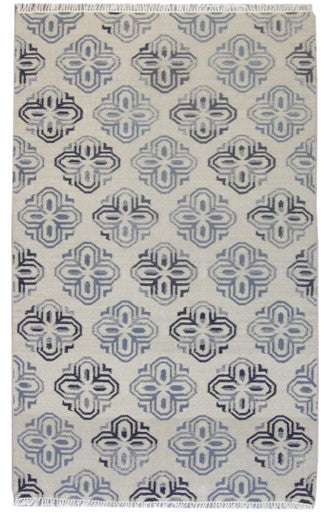 Coastal Flat-Weave Indoor/Outdoor Beach 5'0"x8'0" Hand-knotted Rug -W812