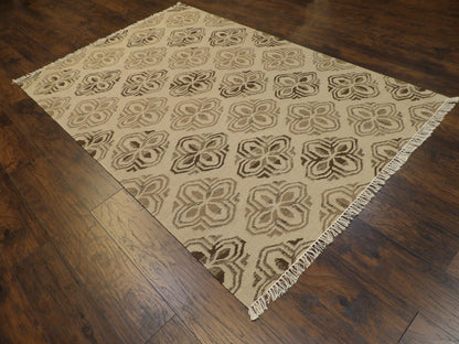 Coastal Flat-Weave Indoor/Outdoor Beach 5'0"x8'0" Hand-knotted Rug -W813