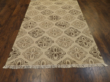 Coastal Flat-Weave Indoor/Outdoor Beach 5'0"x8'0" Hand-knotted Rug -W813