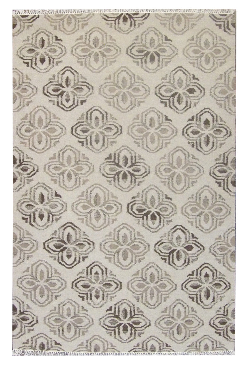 Brown 5'0" x 8'0" Coastal Flat Weave Indoor/Outdoor Beach Hand knotted Wool Rug - Sku: W813