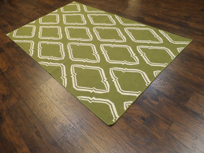 Coastal Flat-Weave Indoor/Outdoor Beach 5'0"x8'0" Hand-knotted Rug -W814
