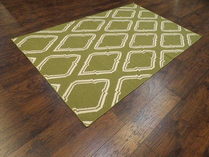 Coastal Flat-Weave Indoor/Outdoor Beach 5'0"x8'0" Hand-knotted Rug -W814