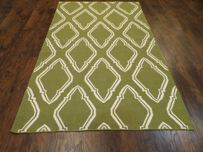 Coastal Flat-Weave Indoor/Outdoor Beach 5'0"x8'0" Hand-knotted Rug -W814