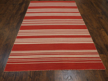 Coastal Flat-Weave Indoor/Outdoor Beach 5'0"x8'0" Hand-knotted Rug -W816