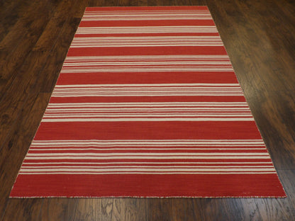 Coastal Flat-Weave Indoor/Outdoor Beach 5'0"x8'0" Hand-knotted Rug -W816