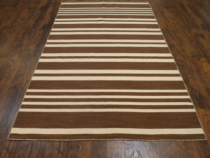 Coastal Flat-Weave Indoor/Outdoor Beach 5'0"x8'0" Hand-knotted Rug -W817