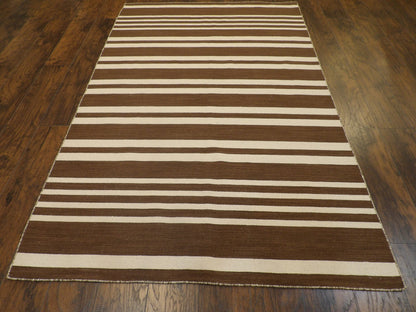 Coastal Flat-Weave Indoor/Outdoor Beach 5'0"x8'0" Hand-knotted Rug -W817