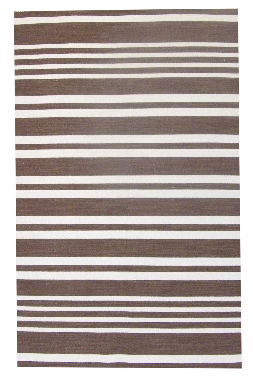 Brown 5'0" x 8'0" Coastal Flat Weave Indoor/Outdoor Beach Hand knotted Wool Rug - Sku: W817