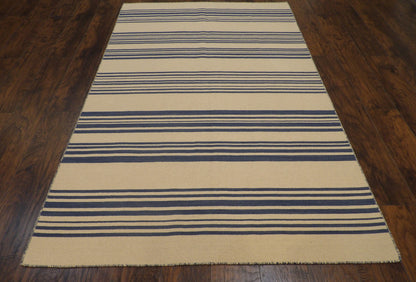 Coastal Flat-Weave Indoor/Outdoor Beach 5'0"x8'0" Hand-knotted Rug -W819