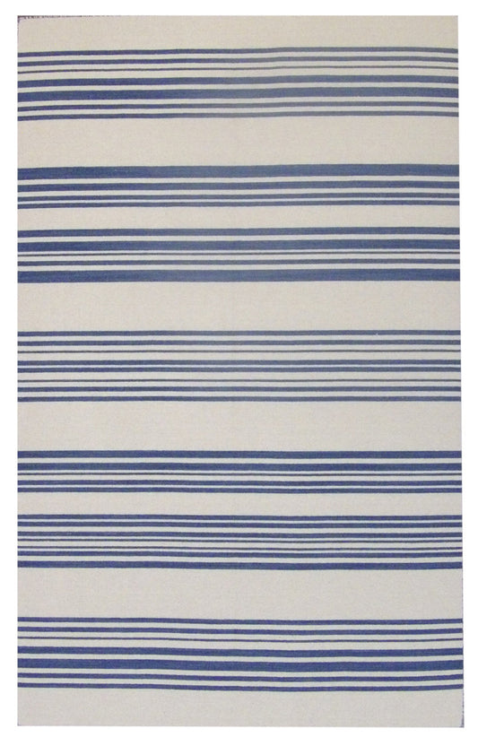 Coastal Flat-Weave Indoor/Outdoor Beach 5'0"x8'0" Hand-knotted Rug -W819