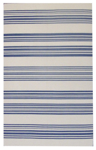 Coastal Flat-Weave Indoor/Outdoor Beach 5'0"x8'0" Hand-knotted Rug -W819
