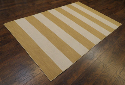 Coastal Flat-Weave Indoor/Outdoor Beach 5'0"x8'0" Hand-knotted Rug -W8200