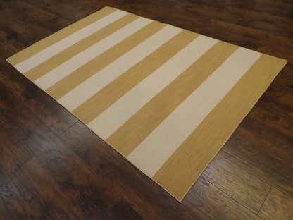 Coastal Flat-Weave Indoor/Outdoor Beach 5'0"x8'0" Hand-knotted Rug -W8200