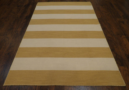 Coastal Flat-Weave Indoor/Outdoor Beach 5'0"x8'0" Hand-knotted Rug -W8200