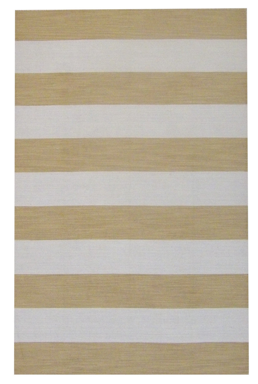 Gold 5'0" x 8'0" Coastal Flat Weave Indoor/Outdoor Beach Hand knotted Wool Rug - Sku: W8200