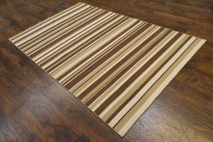 Coastal Flat-Weave Indoor/Outdoor Beach 5'0"x8'0" Hand-knotted Rug -W821