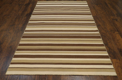 Coastal Flat-Weave Indoor/Outdoor Beach 5'0"x8'0" Hand-knotted Rug -W821