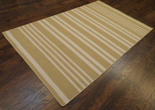 Coastal Flat-Weave Indoor/Outdoor Beach 5'0"x8'0" Hand-knotted Rug -W822