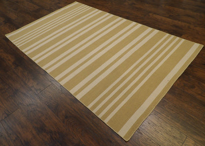 Coastal Flat-Weave Indoor/Outdoor Beach 5'0"x8'0" Hand-knotted Rug -W822