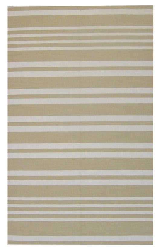 Coastal Flat-Weave Indoor/Outdoor Beach 5'0"x8'0" Hand-knotted Rug -W822