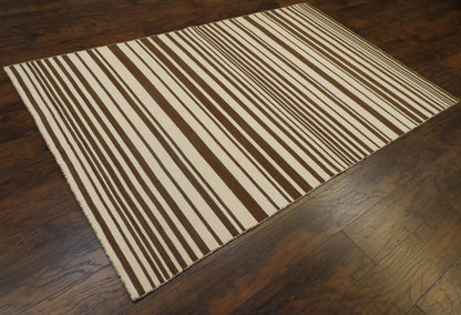 Coastal Flat-Weave Indoor/Outdoor Beach 5'0"x8'0" Hand-knotted Rug -W827